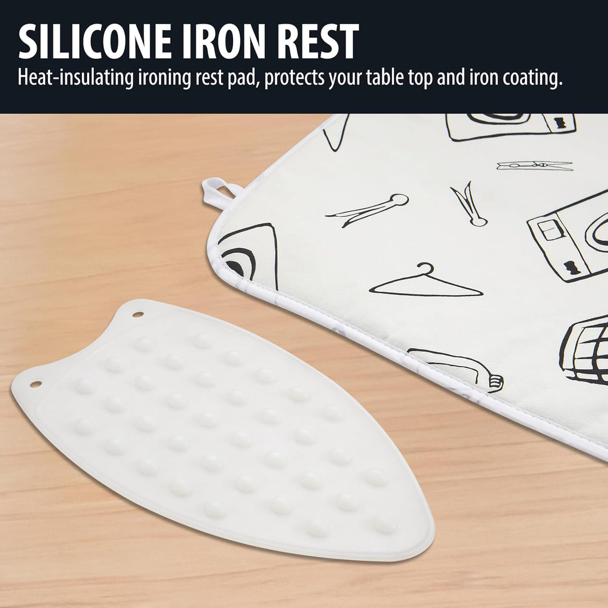 Seiritex Ironing Mat for Table Top, Portable Ironing Pad 39.4 x 18.9 inch Iron Board 5 in 1 Travel Iron Blanket for Counter top, Washer, Dryer, White
