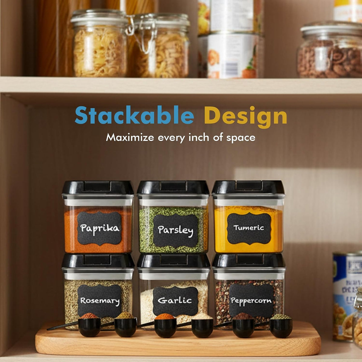 Shazo 6PC (0.5L, 2.1 Cup, 17oz) Airtight Food Storage Containers + 6 Spoons
