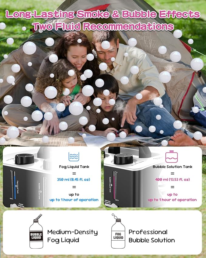 Fog Machine, No Spill Fog Bubble Machine, Portable Smoke Bubble Machine, Bubble Fogger, Bubble Fog Combo Machine for Indoor Outdoor Party Wedding Birthday Photograph Christmas Halloween