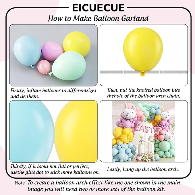 Easter Balloon Arch Kit - Pastel Balloon Garland Kit with EASTER Balloon Banner, Bunny Balloons for Easter Party, Spring Birthday, Baby Shower, Rainbow Easter Supplies Party Decorations