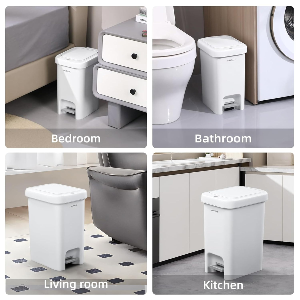 MOPALL Trash Can with Lid, Kitchen Step Trash Can, Garbage Can with Press Top Lid & Foot Pedal, Trash Bin Garbage Bin Waste Bin Waste Basket for Bathroom|Kitchen|Bedroom|Living Room|Office, 5.7 Gallon