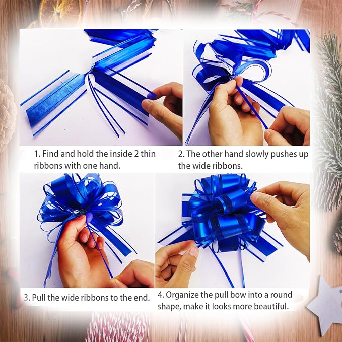 Blue Bows for Gift Wrapping, 6PCS Gift Bows for Christmas Wedding Birthday Party Valentine's Day Mother's Day Baskets Decoration, 6 Inches (Blue)