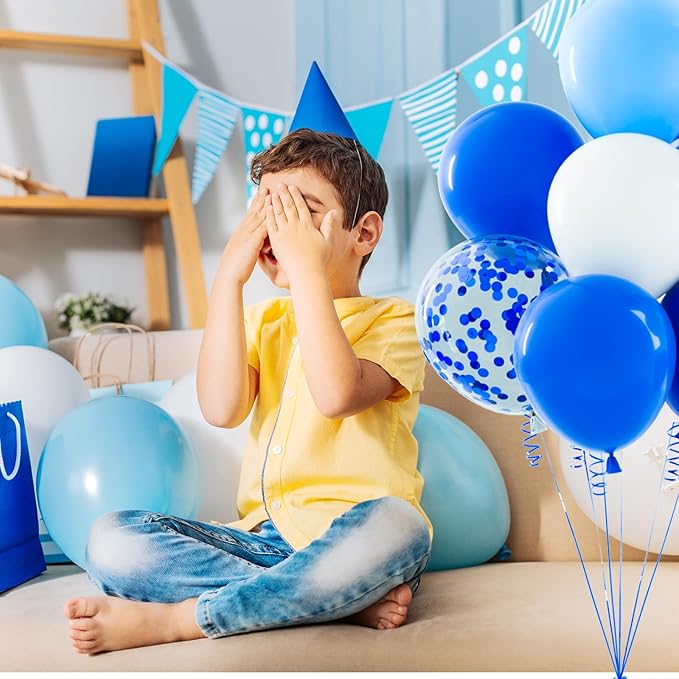 NACHLYNN 60 Packs Blue Party Confetti Balloons 12 Inches Light Blue Balloon Arch Kit for Birthday Decorations Baby Shower Wedding Graduation Party Decorations