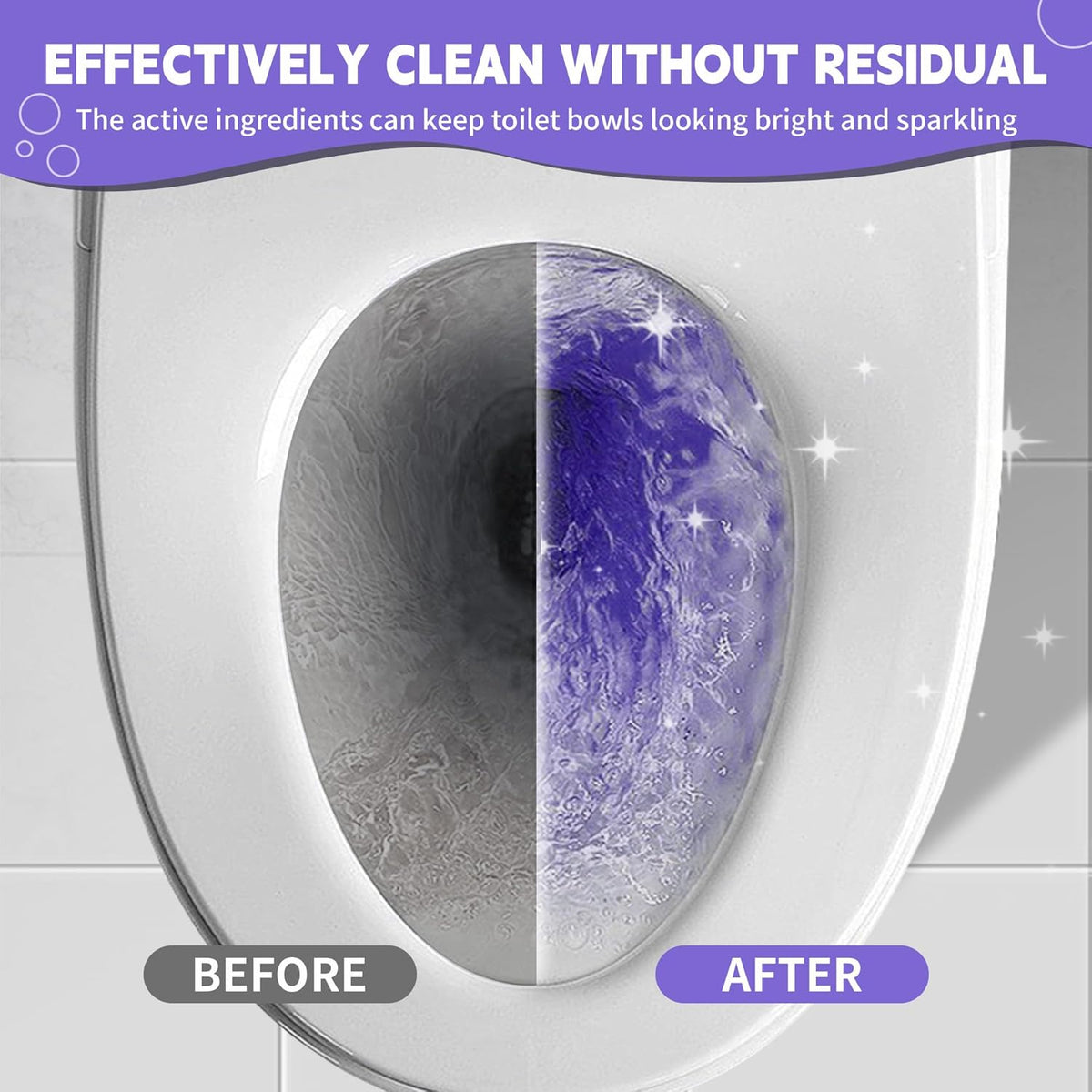 Toilet Bowl Cleaner Tablets, Automatic Toilet Bowl Cleaners, Long-Lasting Toilet Tabs Drop in Tank for Deodorizing & Descaling, Purple, 40 Packs