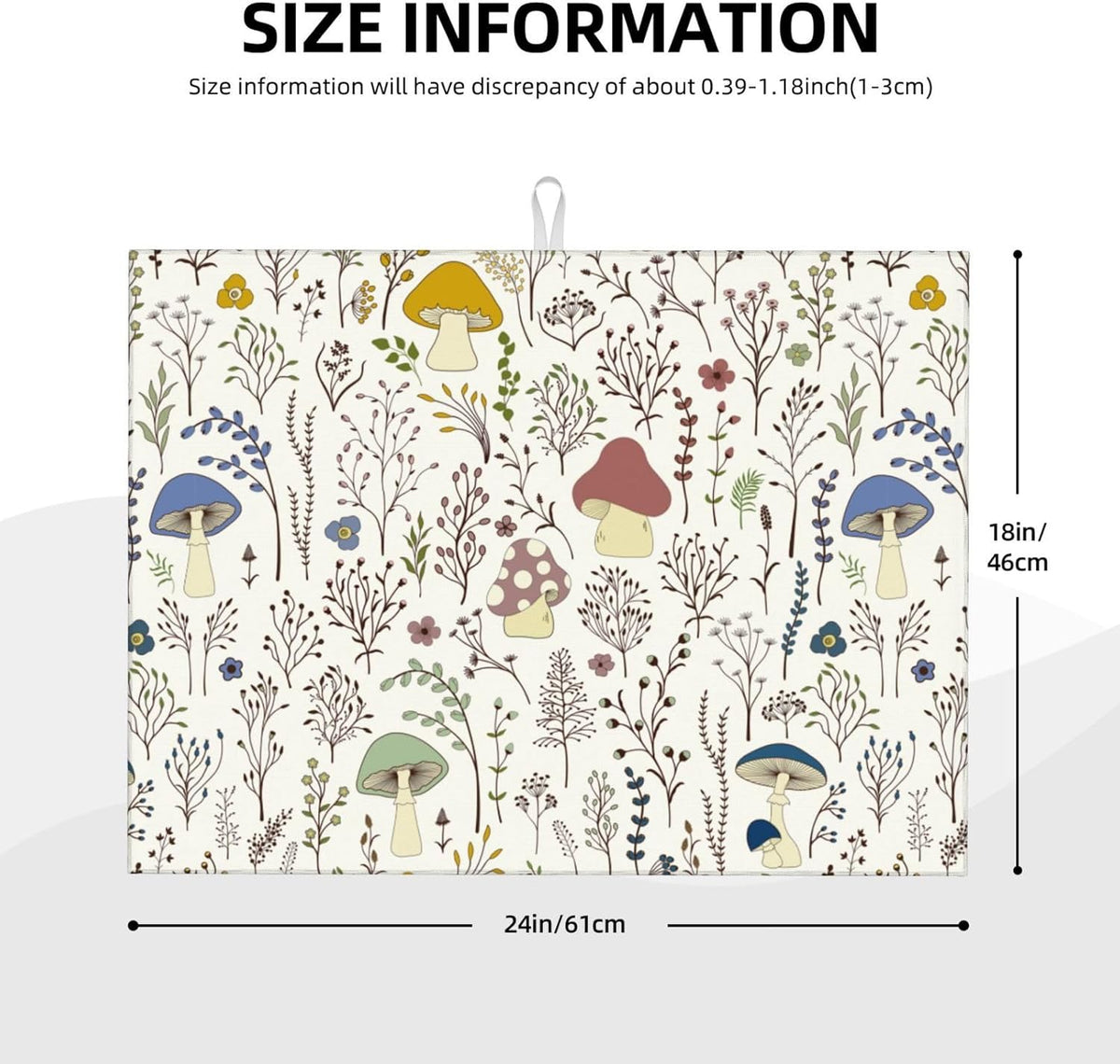 Cute Mushrooms Wild Plant Dish Drying Mat 18"x24" Microfiber Absorbent Fast Dry Mat for Kitchen Counter Coffee Bar Colored Mushroom Large Drying Mat