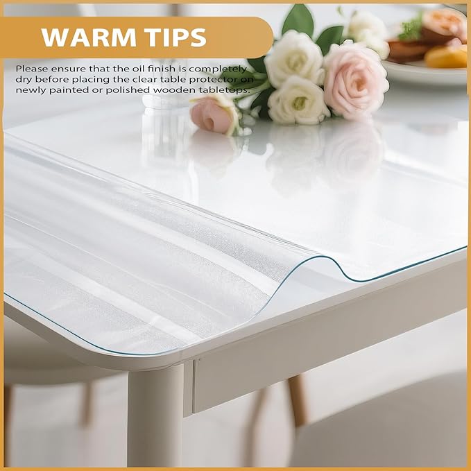 Frosted Table Protector 30 x 48 Inch, 1.4mm Thick Waterproof PVC Plastic Table Cover, Durable Table Pad for Dining Room, Kitchen, Writing Desk, and Coffee Tables
