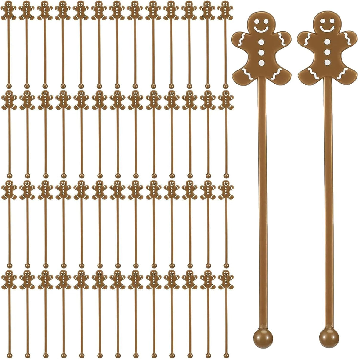50 Pcs Christmas Drink Stirrers Xmas Coffee Stir Sticks Plastic Swizzle Sticks Cocktail Mixers for Holiday Party Supplies Hot Drinks Cocoa Bar
