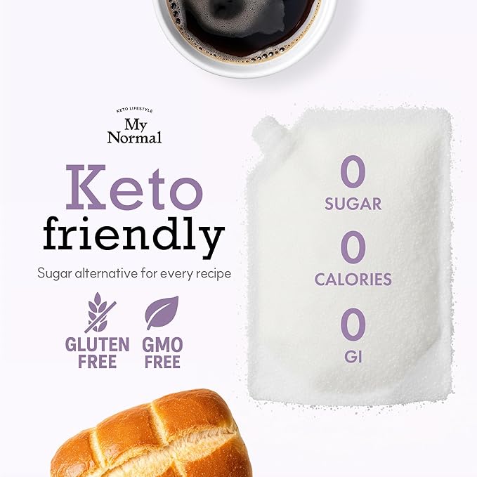 My Normal Keto Powdered Allulose 16oz - Allulose, Monk Fruit & Stevia Blend, 99.8% Allulose, 1:1 Sugar Substitute, Non GMO, Gluten Free