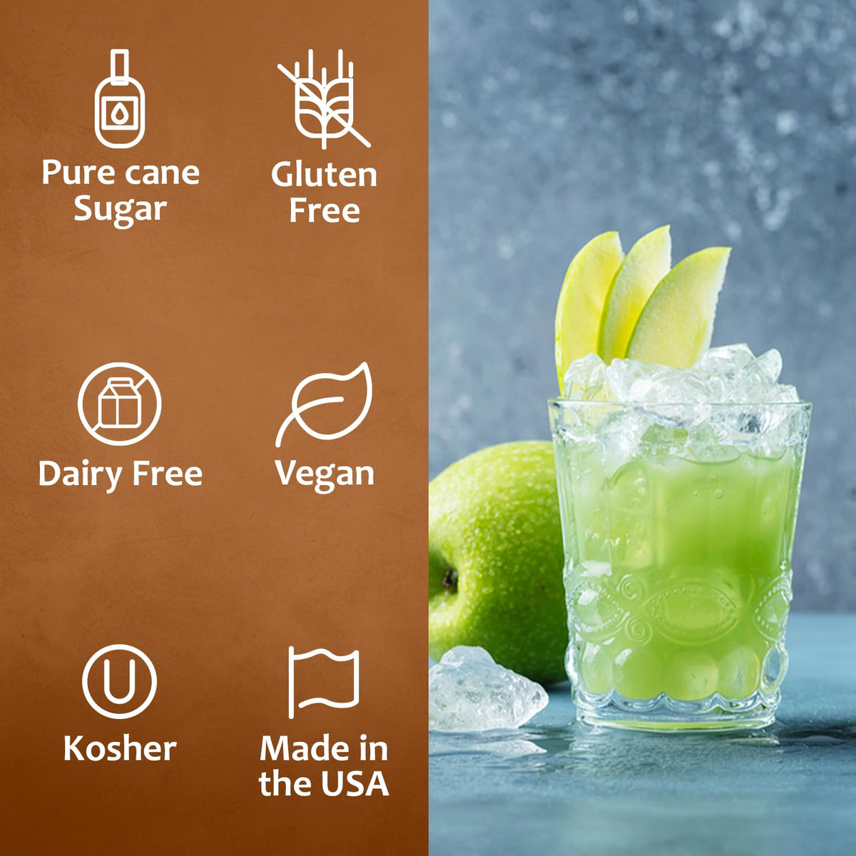Syruvia Green Apple Syrup - Premium Flavoring Syrup for Tea, Italian Sodas, Beverages, Desserts, Ice Cream, Cocktails & Mocktails - Kosher