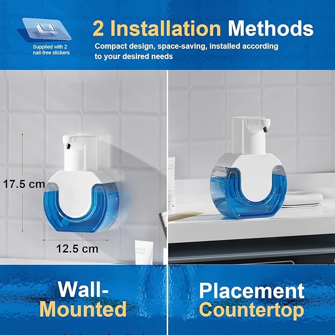 Automatic Soap Dispenser - Hands-Free Sensor, 4 Adjustable Foam Levels, Rechargeable & Wall Mountable (15oz/420ml) for Bathroom & Kitchen