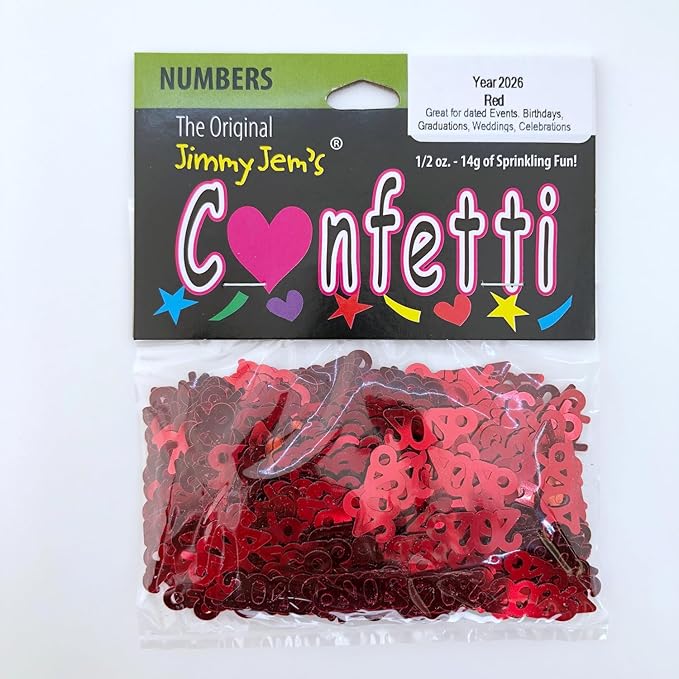 Confetti Year 2026 Red - 4 Half Oz Bags (2 oz) #7345 Q02