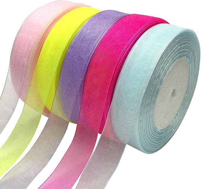 Chenkou Craft Solid Organza Ribbon 2" Christmas Red 1 Roll 50Yards Craft Bow Party Decoration Packing Ribbons (Red, 2"(50mm))