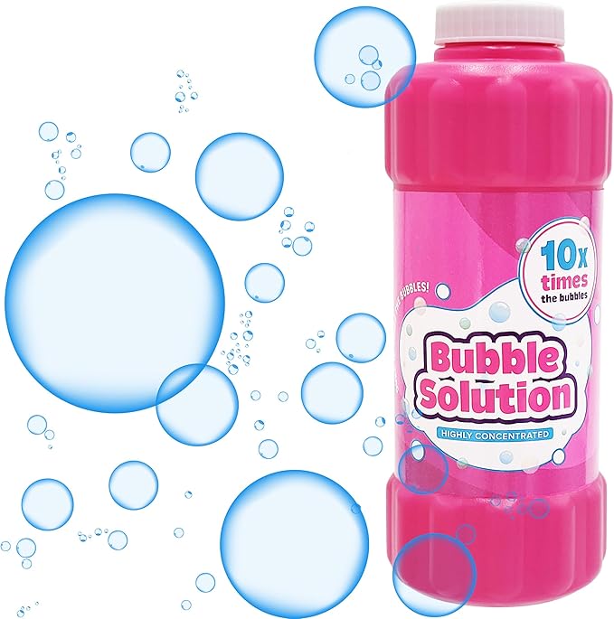 Pink 16oz Concentrated Bubble Solution, Refills up to 1.25 Gallons, Non-Toxic Concentrated Solution for Bubble Machines, Giant Bubble Wands, Bubble Gun and Blowers