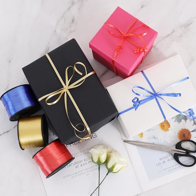 TONIFUL 300 Yards Curling Ribbon-Balloon Ribbon-Balloon String for Art&Craft Decor,Gift Wrapping,Ribbons and Bows for Christmas New Year Birthday Gifts Graduation Supplies (Gold Blue and Red)
