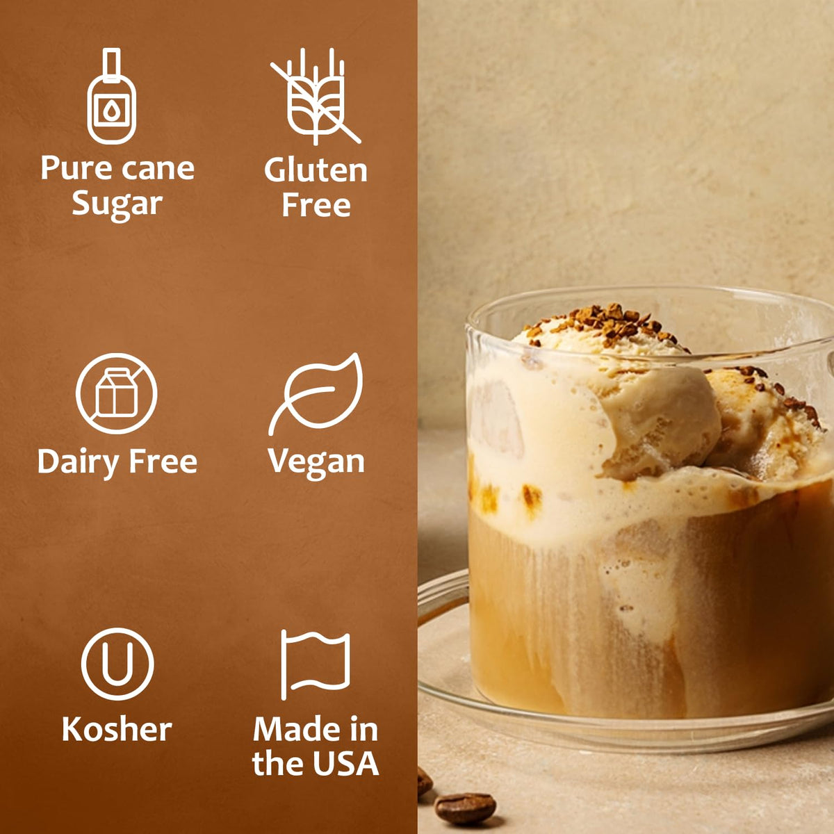 Syruvia Irish Cream Syrup for Coffee - 25.4 fl oz. Kosher and Gluten-Free. Perfect for Enhancing Drinks, Sodas, Shakes, Desserts, and More.