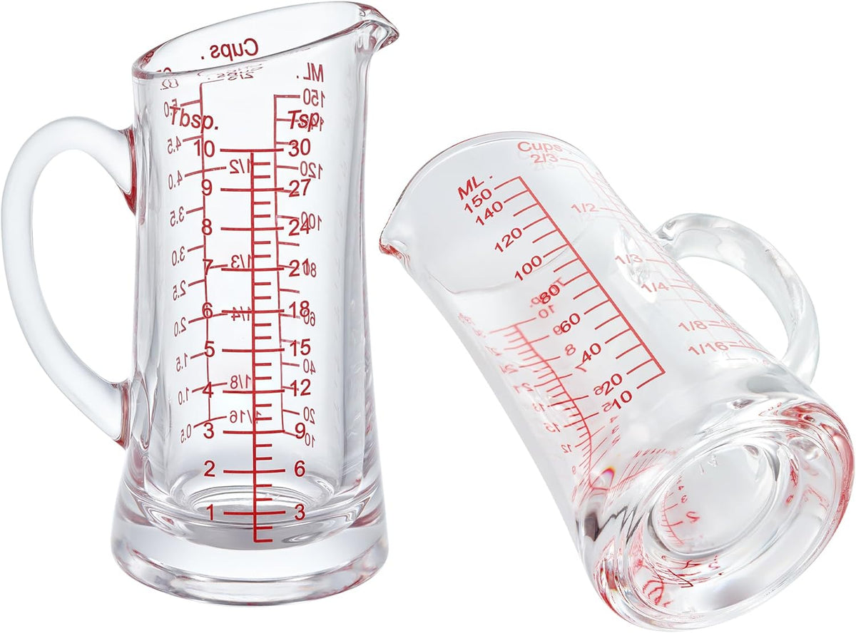 Ackers Glass Measuring Cup 5 Oz/150ml Shot Glass Measuring Cup with V-Spout,Insulated handle