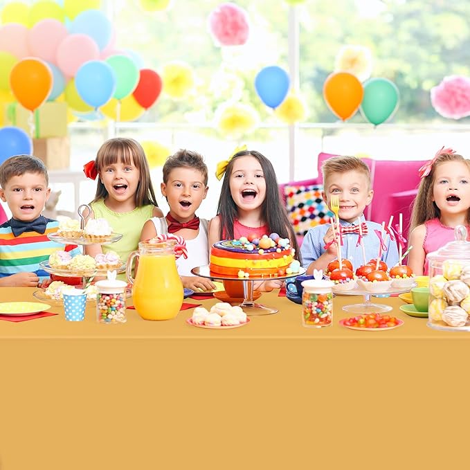 16 Pack Gold Plastic Tablecloth for Rectangle Tables, Premium Decorative Gold Disposable Table Cloths for Parties, Bulk Rectangle Party Table Cover for Birthday, Wedding, Anniversary, 54 x 108 Inch