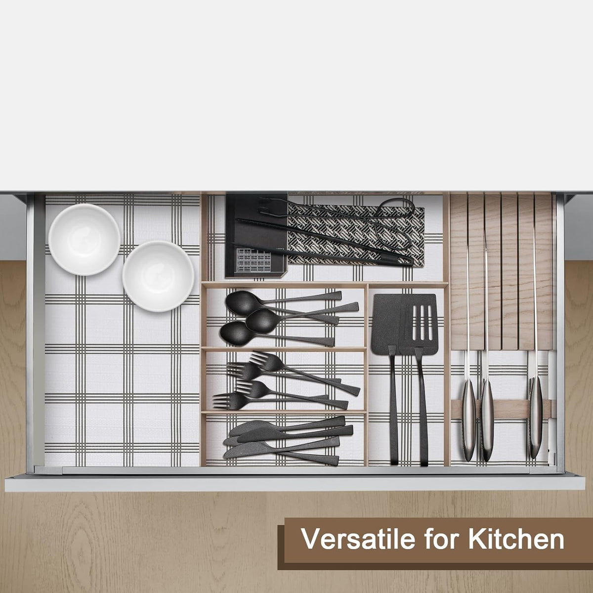 OcePor Non-Adhesive Drawer and Shelf Liner 17.5IN x 30FT，Non Slip Cabinet and Cupboard Liner, Kitchen Cabinet Liners for Shelves, Waterproof Drawer Shelf Liners for Cabinets/Bathroom Cupboard, Stripe