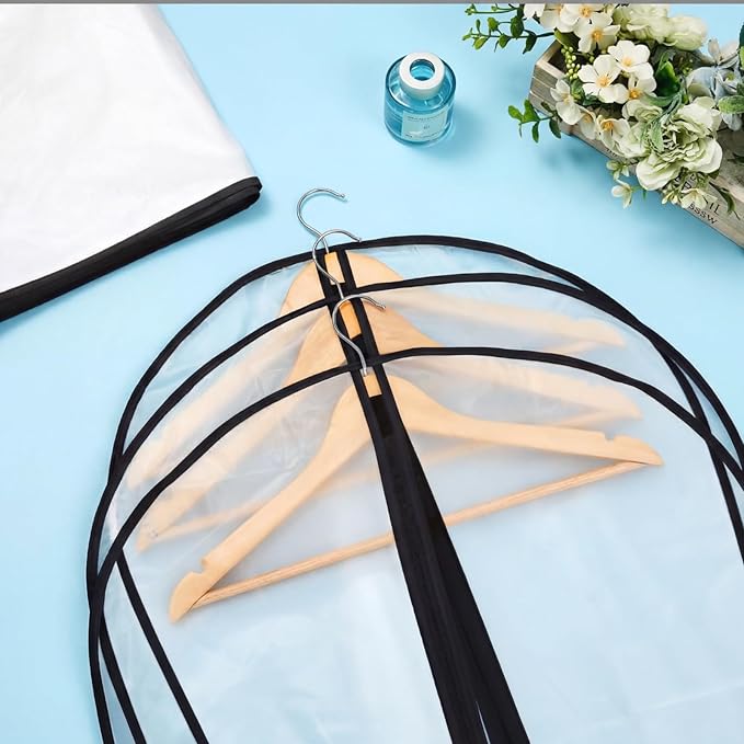Amylove 20 Pcs 24 x 72 Inch Garment Bags Bulk Hanging Clothes Storage Covers for Closet Organization Dustproof Transparent Dress Suit Bag Set for Wedding Dresses Long Gowns Coats Seasonal Wardrobe