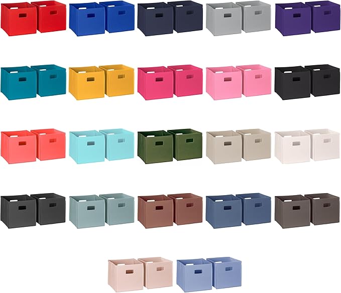 RiverRidge Folding Storage Bins with Handles Olive Cube Storage Organizer for Closet, Bedroom & Playroom - Closet Organizers and Storage Set of 4