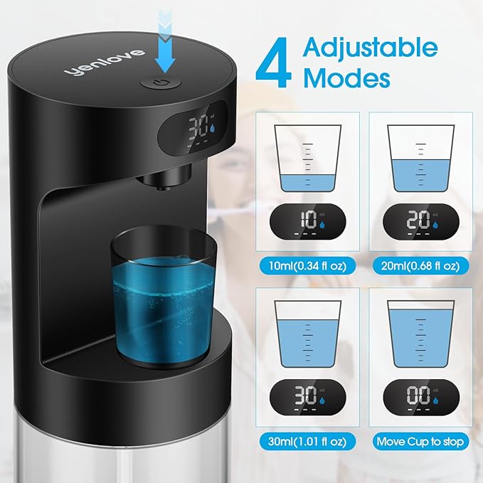 Automatic Mouthwash Dispenser for Bathroom,20.29 oz Touchless Electric Mouth Wash Dispensers Bathroom Accessories Set with 4 Magnetic Cups,4 Modes Wall Mounted Mouth Wash Dispenser for Home & Kids