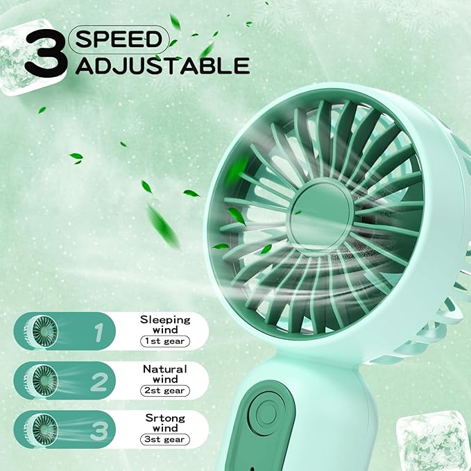 Rossesay 24 Pack Mini Portable Fan Bulk for Travel 3 Speeds, Rechargeable USB Battery Operated, Small Handheld Personal Eyelash Fans for Women Men Indoor Outdoor (Green)