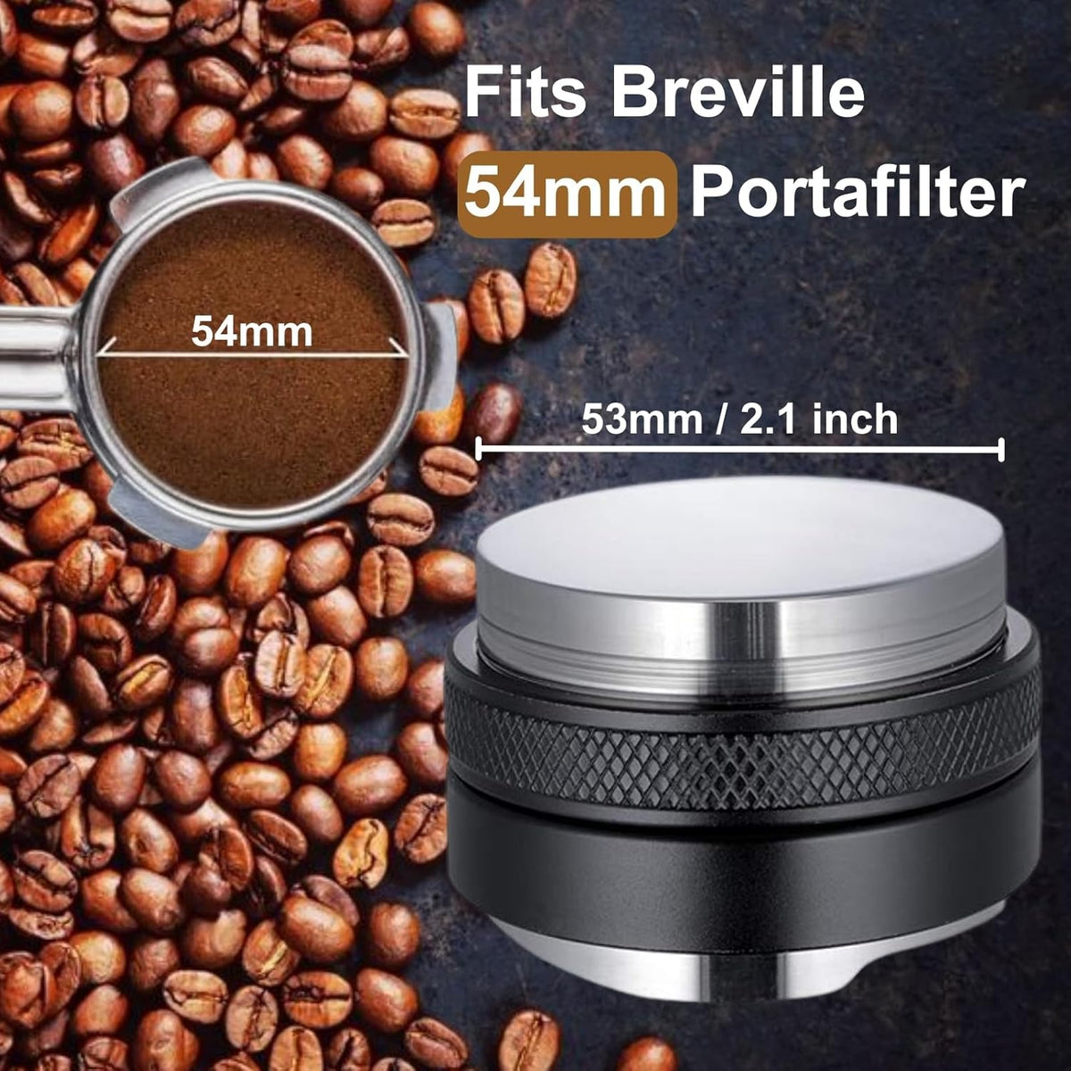 54mm Coffee Tamper and Distributor, Dual Head Coffee Leveler Fits for 54mm Breville Portafilter, Adjustable Depth Espresso Hand Tampers