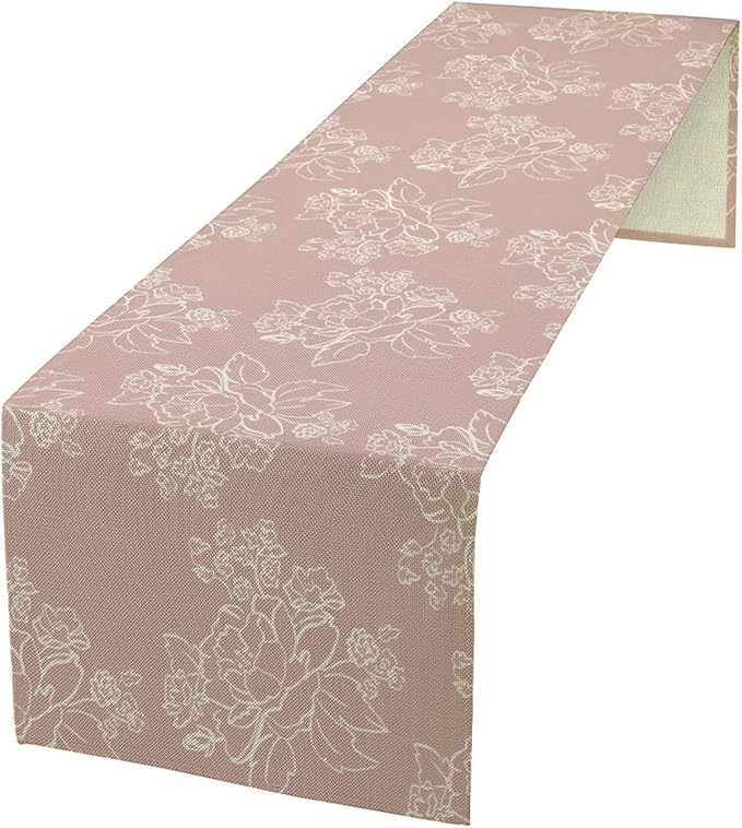 Pink Farmhouse Flower Table Runner,Vintage Boho Floral Table Runner for Kitchen Dining Table Holiday Home Party Decor 13x70in
