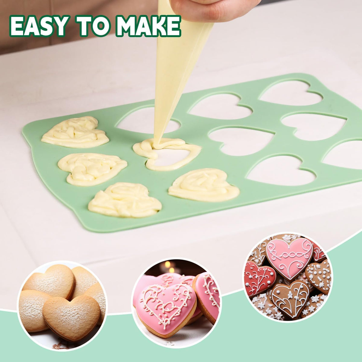 Qeleg 4Pcs Cookie Molds Chocolate Chablon Cookies Stencil Mold Set for Cake Decoration QLG116/120HBGJ2393/2396