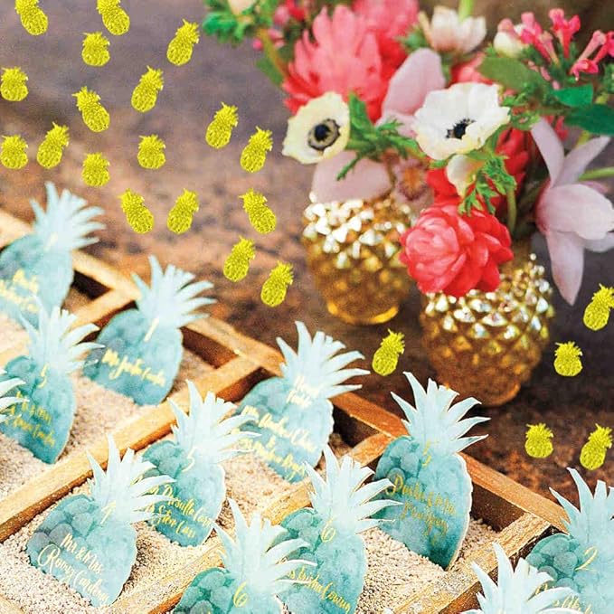 Summer Confetti Pineapple Sequin Party Favor Table decoration for Tropical Luau Hawaiian Jungle Beach Wedding Theme Island Party(1.5Ounce,1100Pieces)
