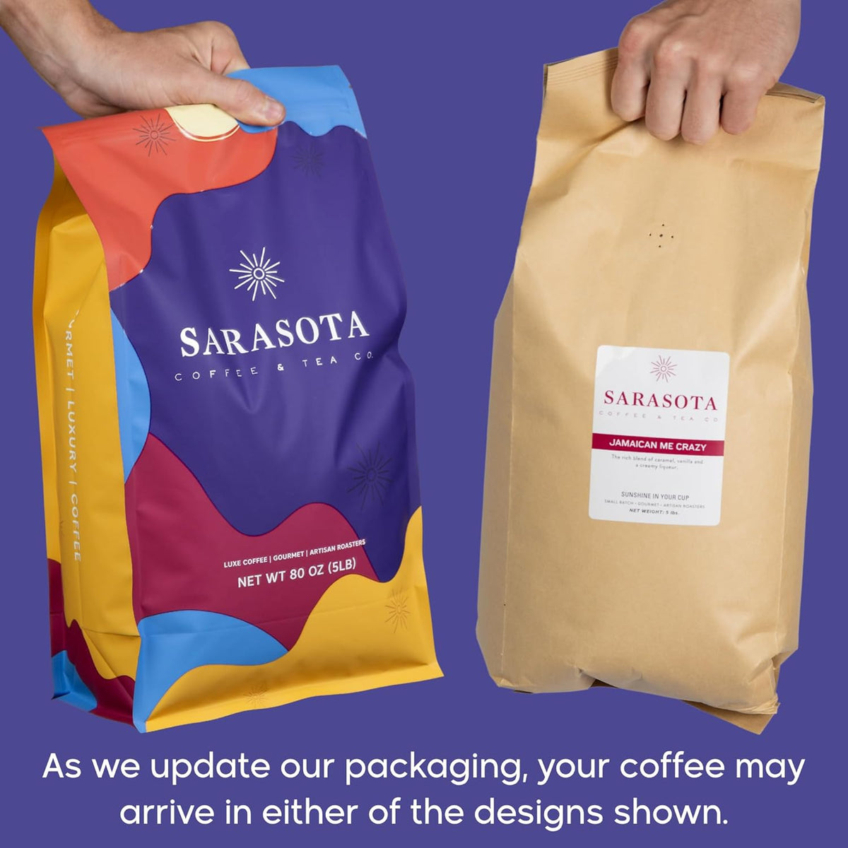 Sarasota Coffee Whole Bean Jamaican Me Crazy, Medium Roast Gourmet Flavored Coffee Beans, Low Acid, Mold Free, Specialty Grade Bulk Beans, 5lb (80 oz)