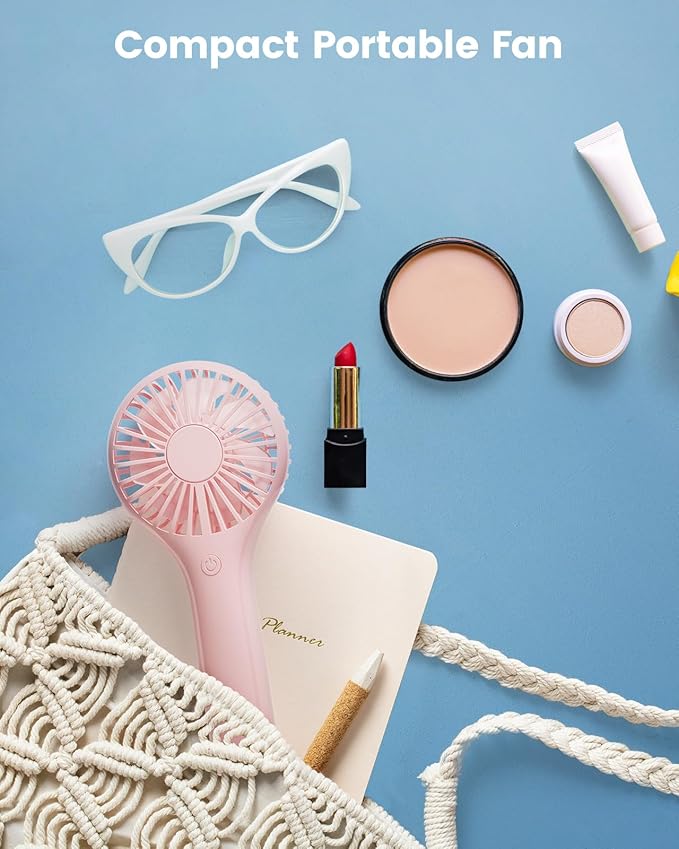 Edvision Portable Mini Fan - Powerful Personal Handheld Fan with 3 Speeds, Cute and Small, USB Rechargeable for Travel/Lash/Makeup/Outdoor/Home-2 Pack