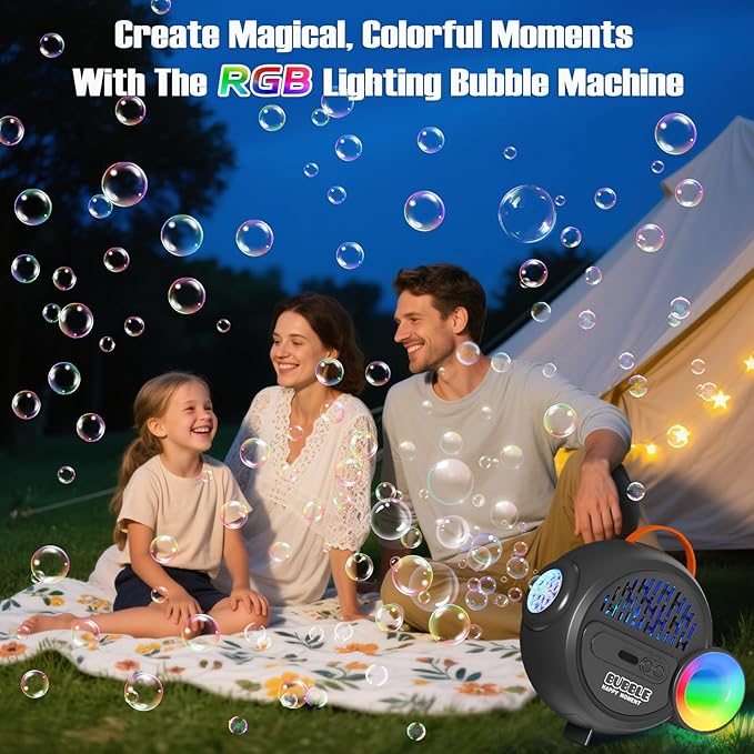 Bubble Machine for Kids Toddlers,Automatic Bubble Maker with RGB Light,Rechargeable Type-C Charge Bubble Blower,Bubble Toy for 3 4 5 6 7 Year Old Boy Girl,Outdoor Party Wedding Easter Gifts(Gray)