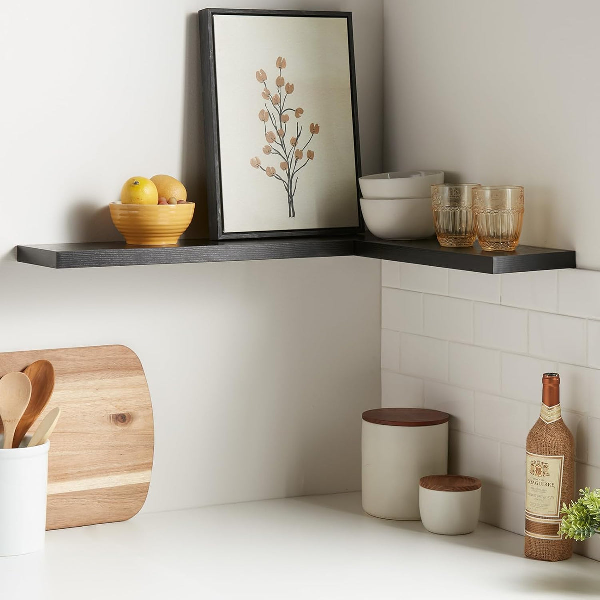 Bayka Floating Shelves, 22.5 inch Rustic Wood Wall Mounted Shelves for Bathroom, Bedroom, Living Room, Kitchen & Office
