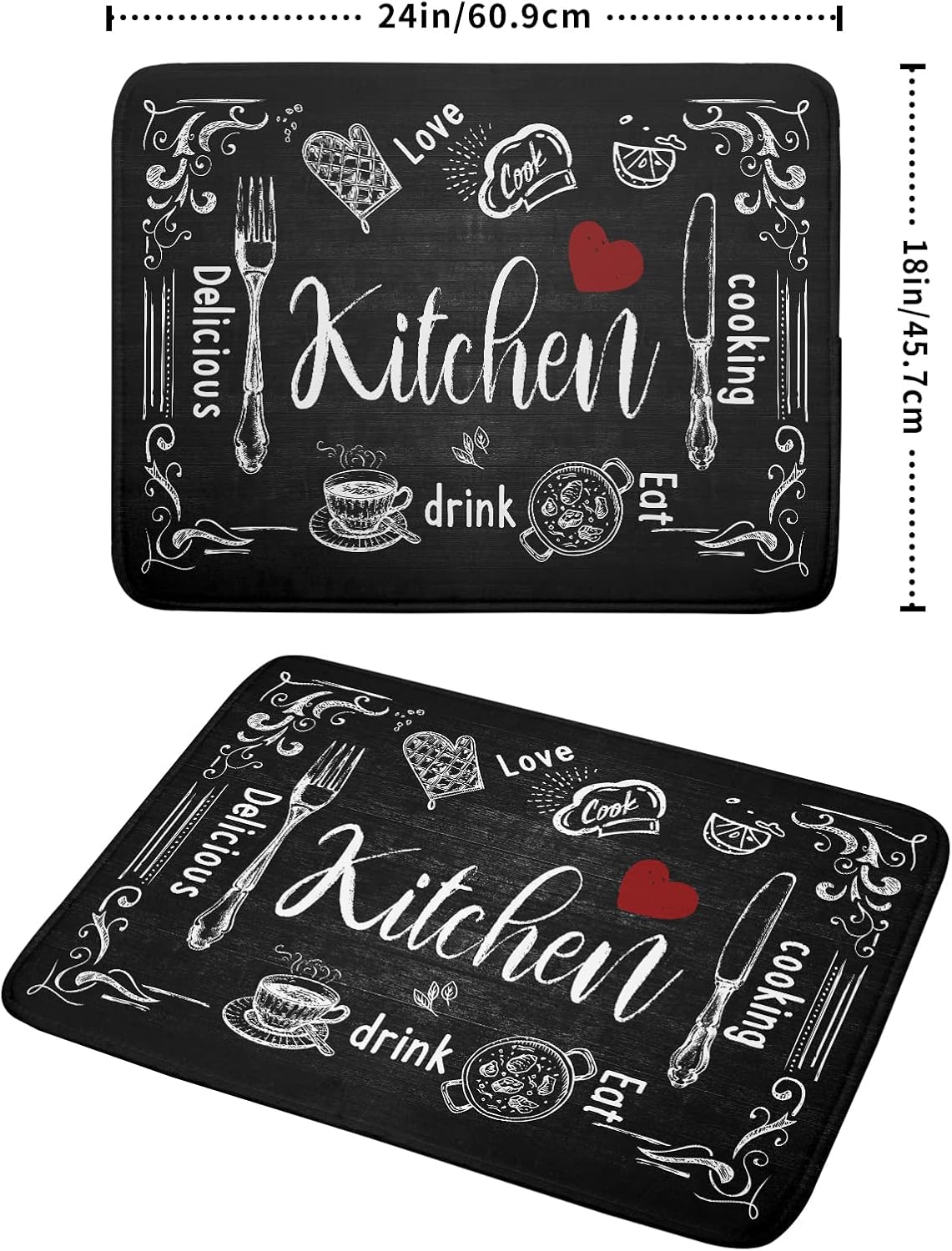 Black Coffee Bar Dish Drying Mats for Kitchen Counter 18x24 Inch, Kitchen Drying Mat