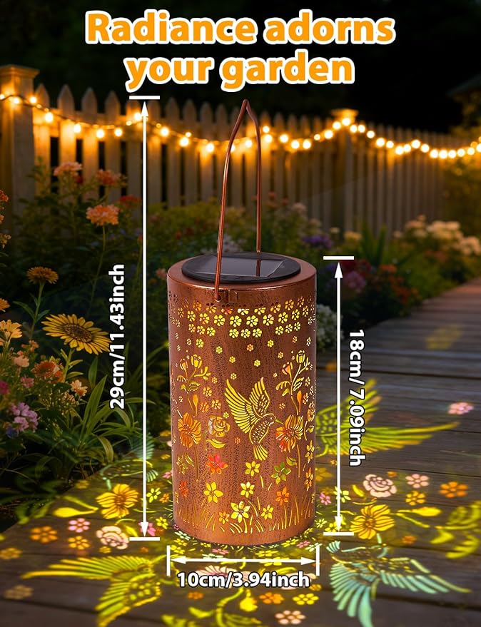 Colorful Hummingbird Solar Lanterns Outdoor Waterproof, Birthday Gifts for Women Mom Grandma, Hanging Hummingbird Solar Lights, Metal Lanterns Decorative Outdoor for Yard, Patio, Porch, Garden
