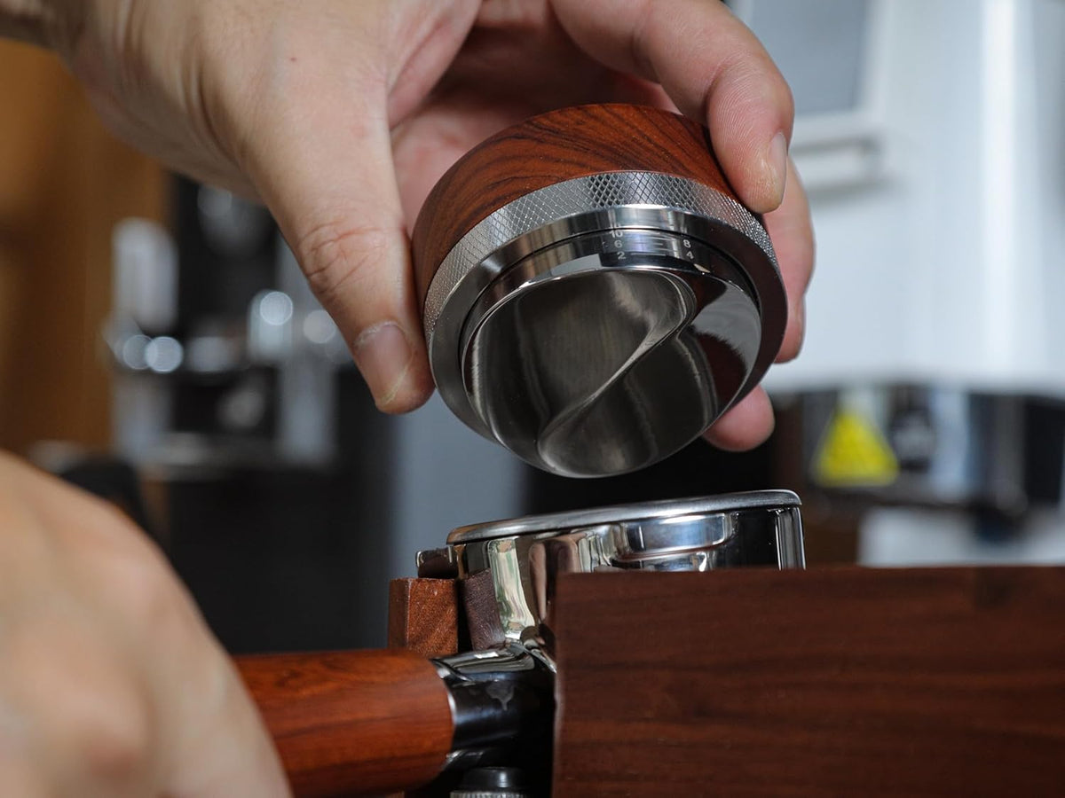 51mm Espresso Distributor Tool Knodos Rosewood Coffee Distributor Stainless Steel 51 mm Distribution Tool Leveler with Adjustable Depth Premium