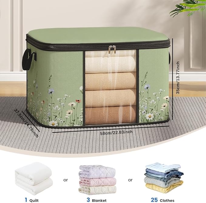 3pcs comforter blanket clothes sheet towel sweater pillow plush underbed storage,linen closet organization containers for bedroom,clear window storage tote bag,extra large portable moving boxes