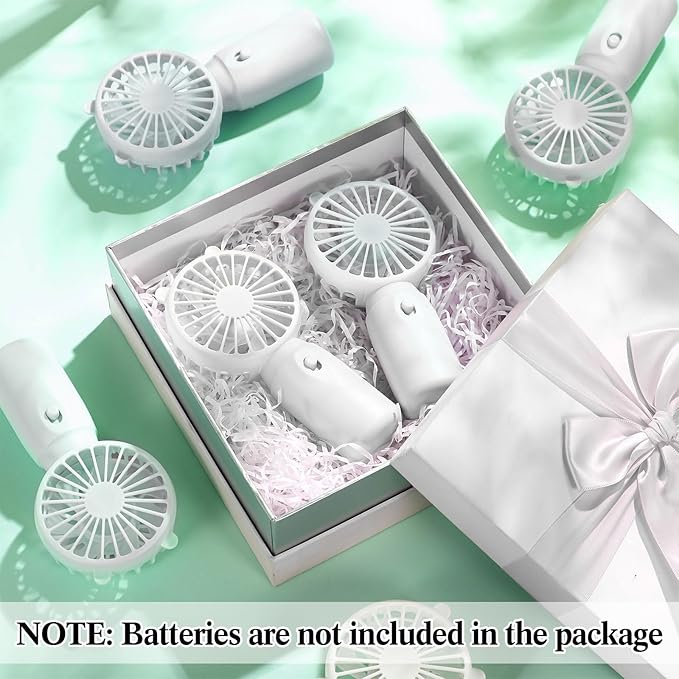 Glooglitter 48 Pcs Mini Portable Fans Bulk Handheld Battery Operated Fan with Lanyard for Makeup Eyelash, Cooling Lightweight Pocket Personal Fans for Wedding Outdoor Use (White)