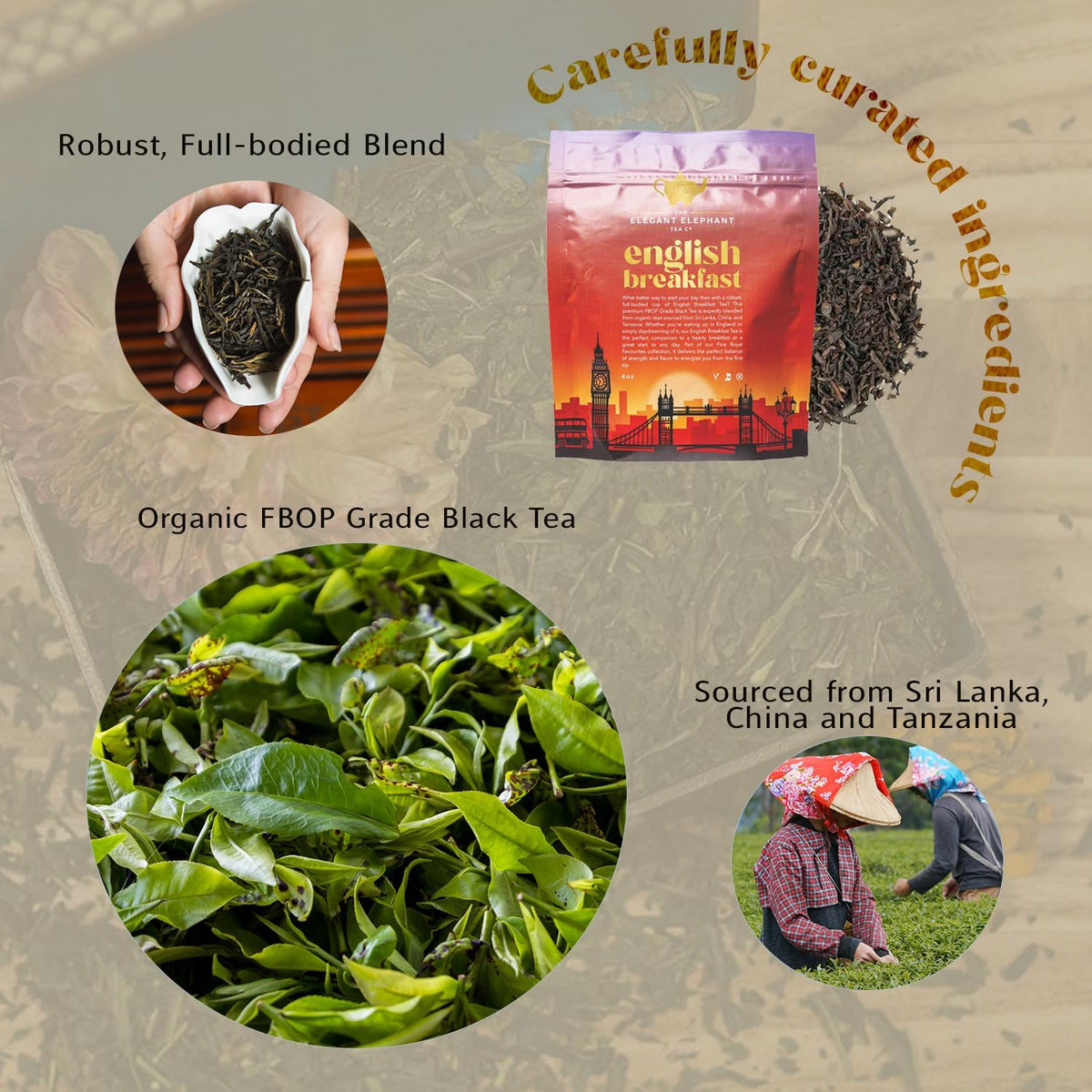 English Breakfast Tea, Organic Loose Leaf Black Tea – Robust, Full-Bodied, Classic Blend – Drink Hot or Iced – 4 oz Resealable Bag (Makes 50 Cups)