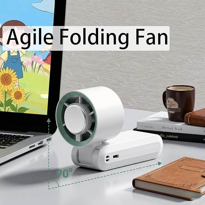 Portable Turbo Fan, Personal Handheld Cooling Fan with Ice Cooling Pad, 199 Speeds 3 in 1 Small Desk Neck Fan, For Travel and Office Use, With Lanyard Data Cable (2pcs Pink+ Gray)