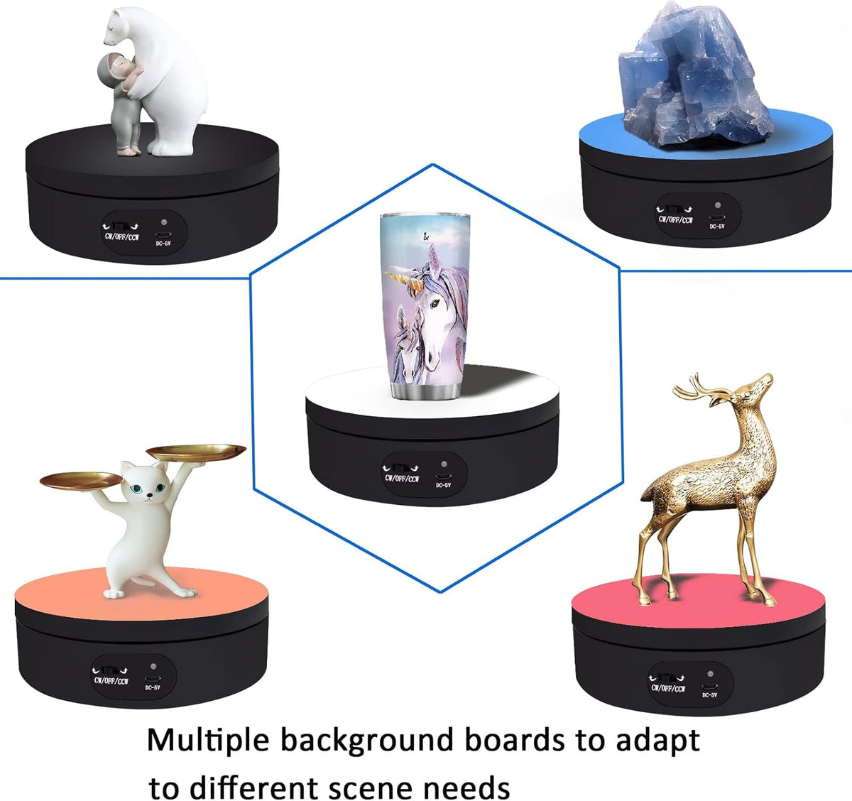 YVV Motorized Rotating Display Stand, Cup Display Turner Stand, Electric Rotating Base for Glitter Tumblers