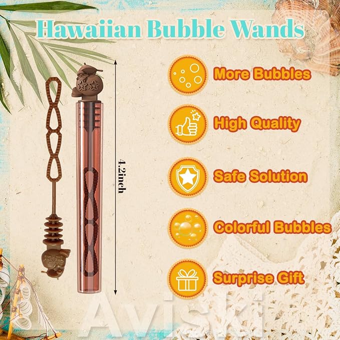 80PCS Hawaiian Bubble Wands, Mini Bubble Wands for Tropical Party Favors, Summer Gift Toys for Girls Boys Kids Toddler Adults, Aloha Party Bag Stuffers Goodie Bag Filler, Classroom Prizes