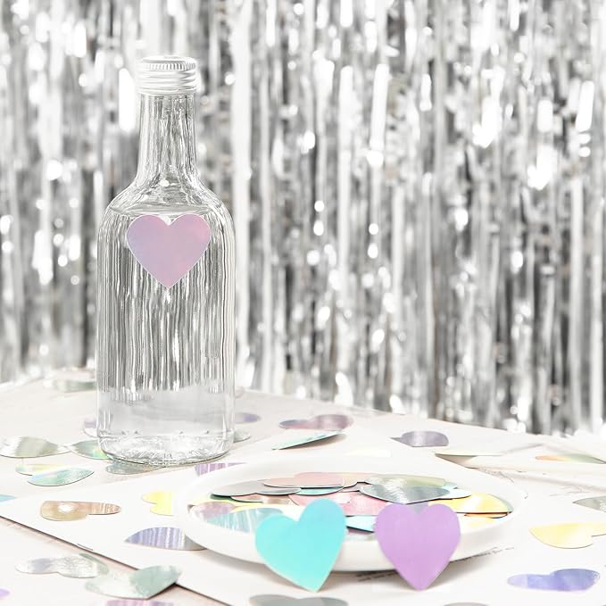 Iridescent-Disco Valentines Day Party-Decorations Heart Confetti - 300pcs Wedding Birthday Dining Table Centerpiece,Bachelorette Baby Bridal Shower Engagement Holographic Decor Lasting Surprise
