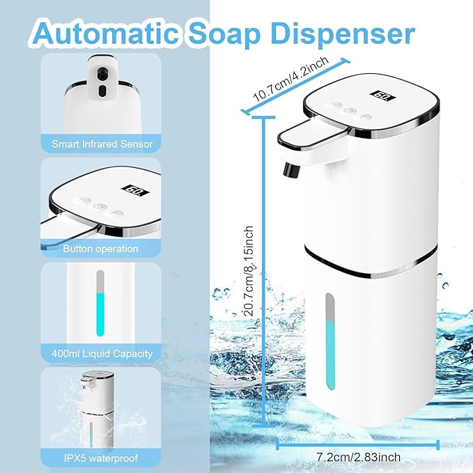 Automatic Soap Dispenser Touchless,Hands-Free,9 Multi Adjustable Volume,Waterproof Hand Soap Dispenser Compatible with Dish/Hand Soap for Bathroom and Kitchen,Easy for Toddlers (Black,Liquid)