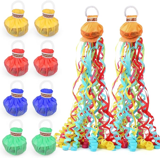 30Pack Colorful Streamer Poppers, No Mess Multi-Color Paper Crackers, Hand Throw Confetti Streamers for Birthday, Wedding, Party Celebrations