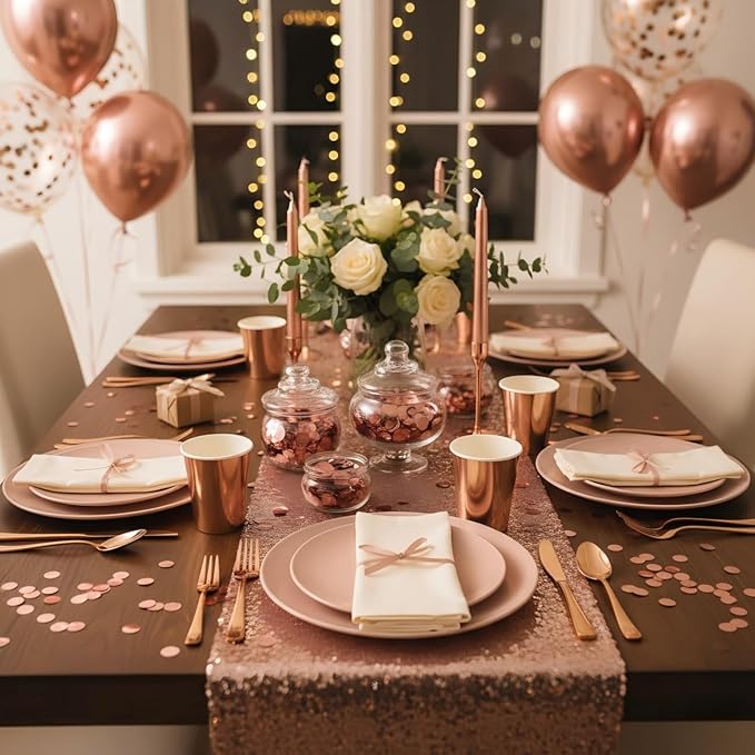 Rose Gold Metallic Foil Confetti(0.59 inch) Round Dots Glitter Table Confetti for Party Wedding Decorations,2.11 OZ per pack
