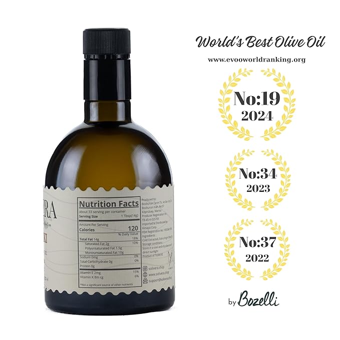Solivera Koroneiki Extra Virgin Olive Oil Cold Pressed, 400+ High Polyphenols, Bold & Herbaceous, Single-Origin Hand Picked Organic Olive Oil