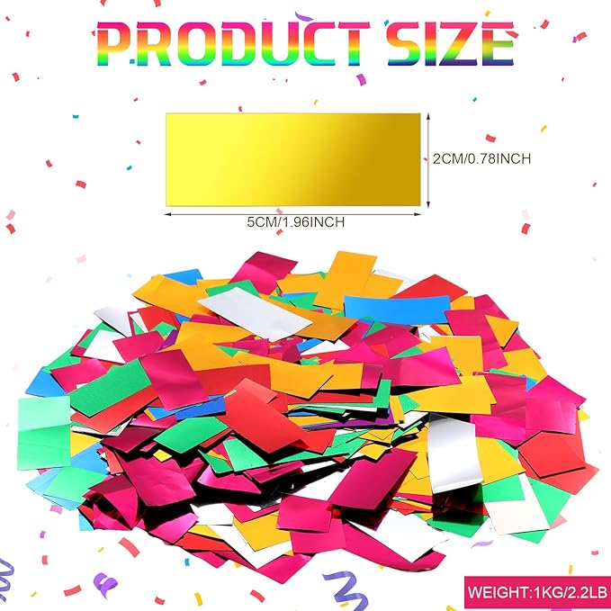 Sumind 1000 Grams Large Rainbow Metallic Confetti Multicolor Glitter Table Confetti Throwable Foil Party Decor for Wedding Birthday Gender Reveal Baby Shower Graduation Hanukkah Celebrations