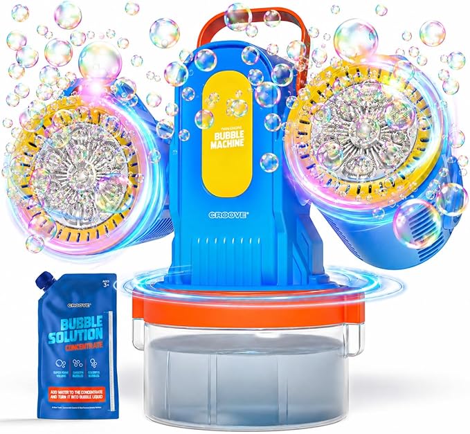 Rechargeable Bubble Machine for Kids, 180° Rotation 12,000+ Big Bubbles Per Minute, Boy Birthday Gift, Outdoor Toys Games & Activities, Easter Gifts for Toddlers, Boys & Girls Age 3,4,5,6,8+ Year Old